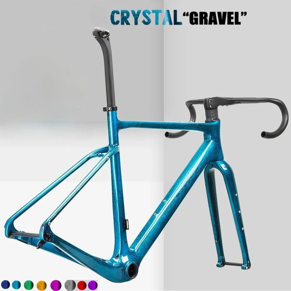 

Gravel Carbon Bike Frame Disc Brake Frameset with Internal Routing for 700C x 45C Tires All-Road Cyclocross Bikepacking Frameset