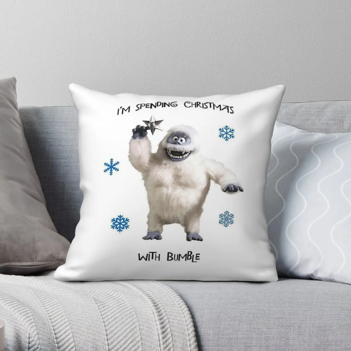 Bumble Abominable Snowman Yeti Square Pillowcase Polyester Linen Velvet Pattern Zip Decor Pillow Case Room Cushion Cover