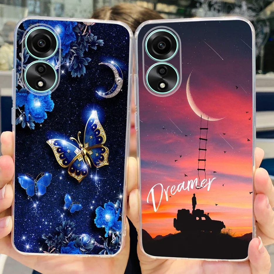 For Oppo A78 4G Case CPH2565 Luxury Butterfly Flower Painted Cover Soft TPU Phone Case For Oppo A78 OppoA78 4G Back Cover 6.43''