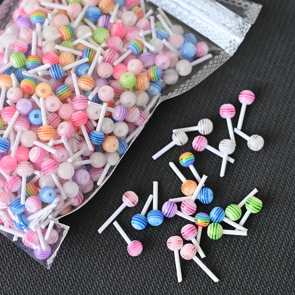 50Pcs Mini Lollipop 3D Nail Art Decoration 6mm Resin Candy Cartoon Lollipop Nail Charms DIY Colorful Lollipop Manicure Decor &*&