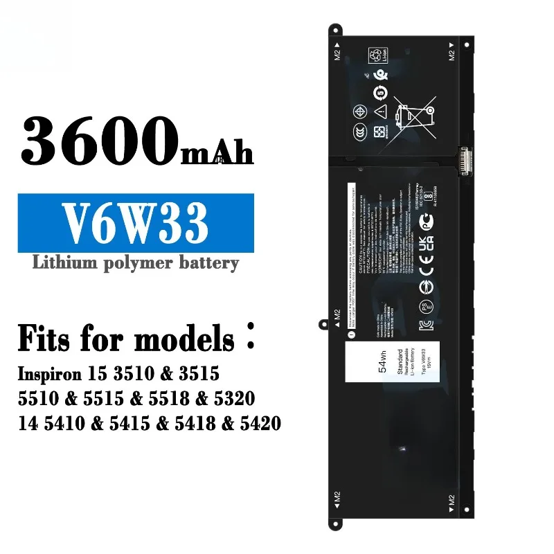 15V 3600mAh V6W33  Laptop Battery for DELL Latitude Inspiron 15 3510  35155510  5515  5518  532014 5410 5415 5418 5420