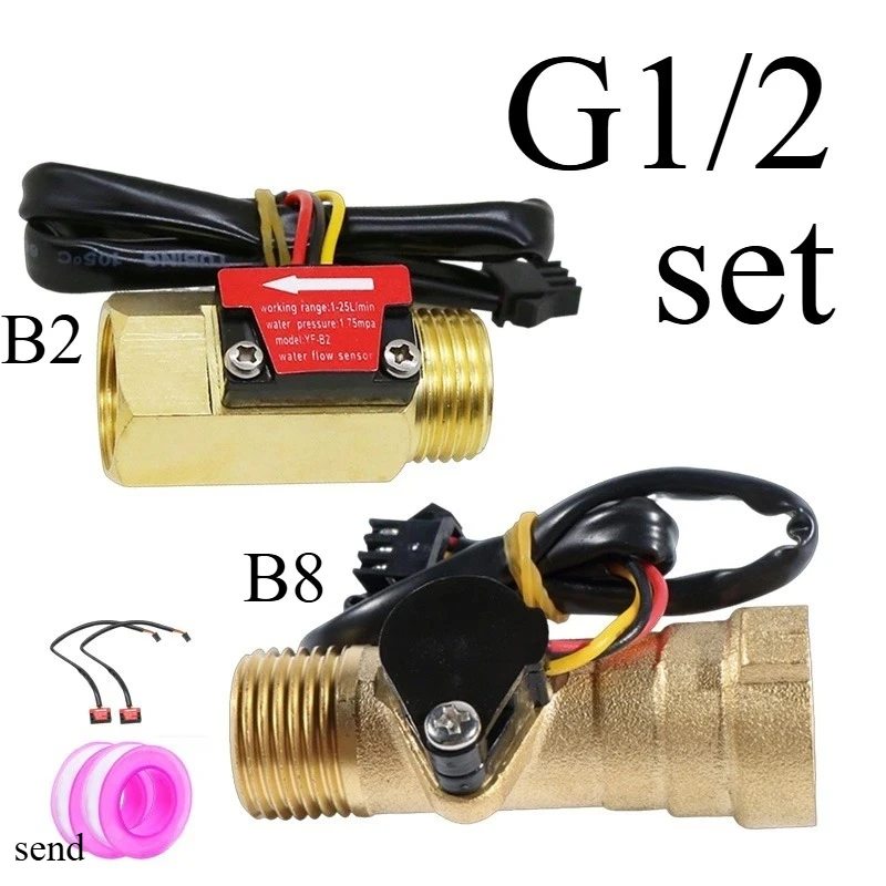 

Ремкомплект датчика расхода воды с эффектом Холла G1/2" G3/4", латунный турбинный счетчик 1-25/30 л/мин с кабелем и тефлоновой лентой для солнечных водонагревателей