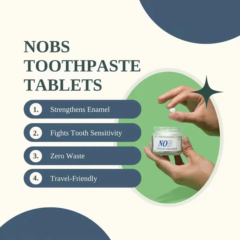 Nobs dentífrico sólidos sem os comprimidos BS, dentes sabores, hálito bucal, remover fumaça, mau hálito, clareamento, carvão fresco