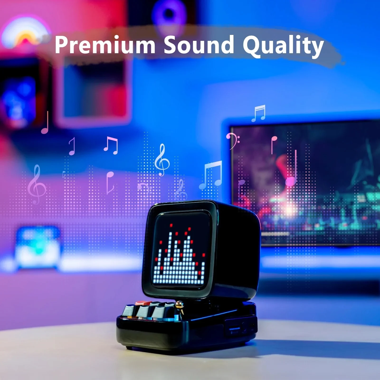 Divoom Ditoo Retro Pixel Art  Portable Speaker Alarm Clock DIY LED Display Board, Birthday Gift Home Light Decoration