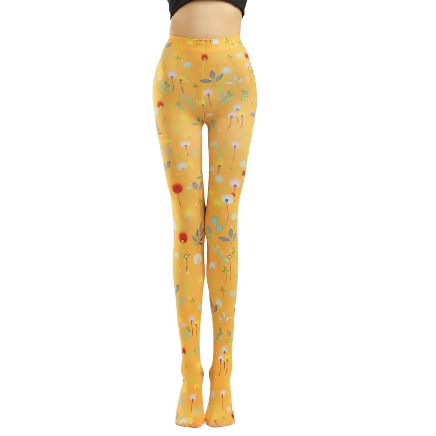 

Прозрачные колготки с цифровым принтом, дизайнерские чулки