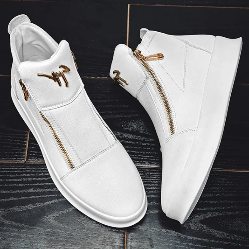 

High Top Men's Casual Shoes Fashion Platform Shoes Zip Male Vulcanized Shoes Comfortable Men Sneakers New Zapatillas De Deporte