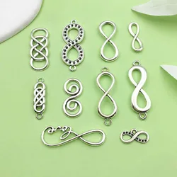 20pcs Antique Silvery Vintage Infinity Symbol Connector Charms Alloy Metal Pendants for DIY Bracelet Necklace Jewelry Making Acc