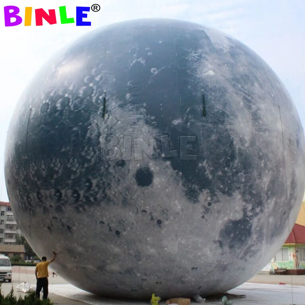 High Definition 3meters Air Blown Giant Inflatable Moon Ball With Led Light Outdoor Decorations Inflatable RGB LED Moon Balloons