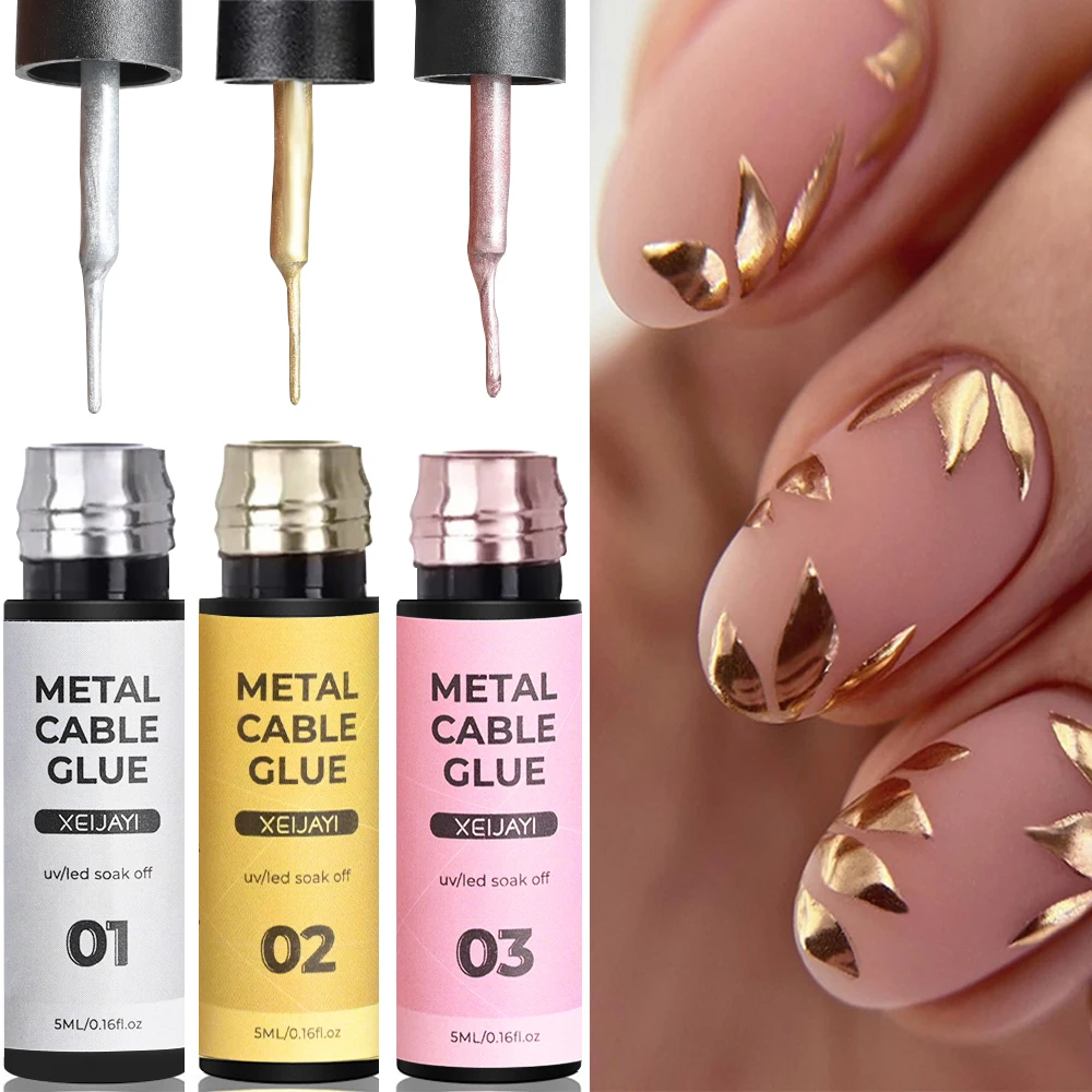 5ML Metallic Liner Painting Gel Nail Polish Super Bright Mirror Silver/Gold/Rose Gold French Drawing Nail Gel Manicure Varnish*&