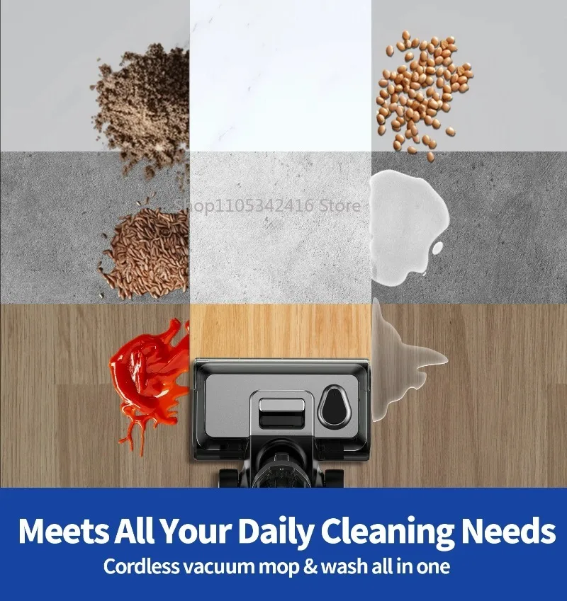 Wireless Wet & Dry Vacuum Cleaner, Smart Cordless Floor Washer Mop, Handheld Household Self-Cleaning Multi-Surface Cleaner