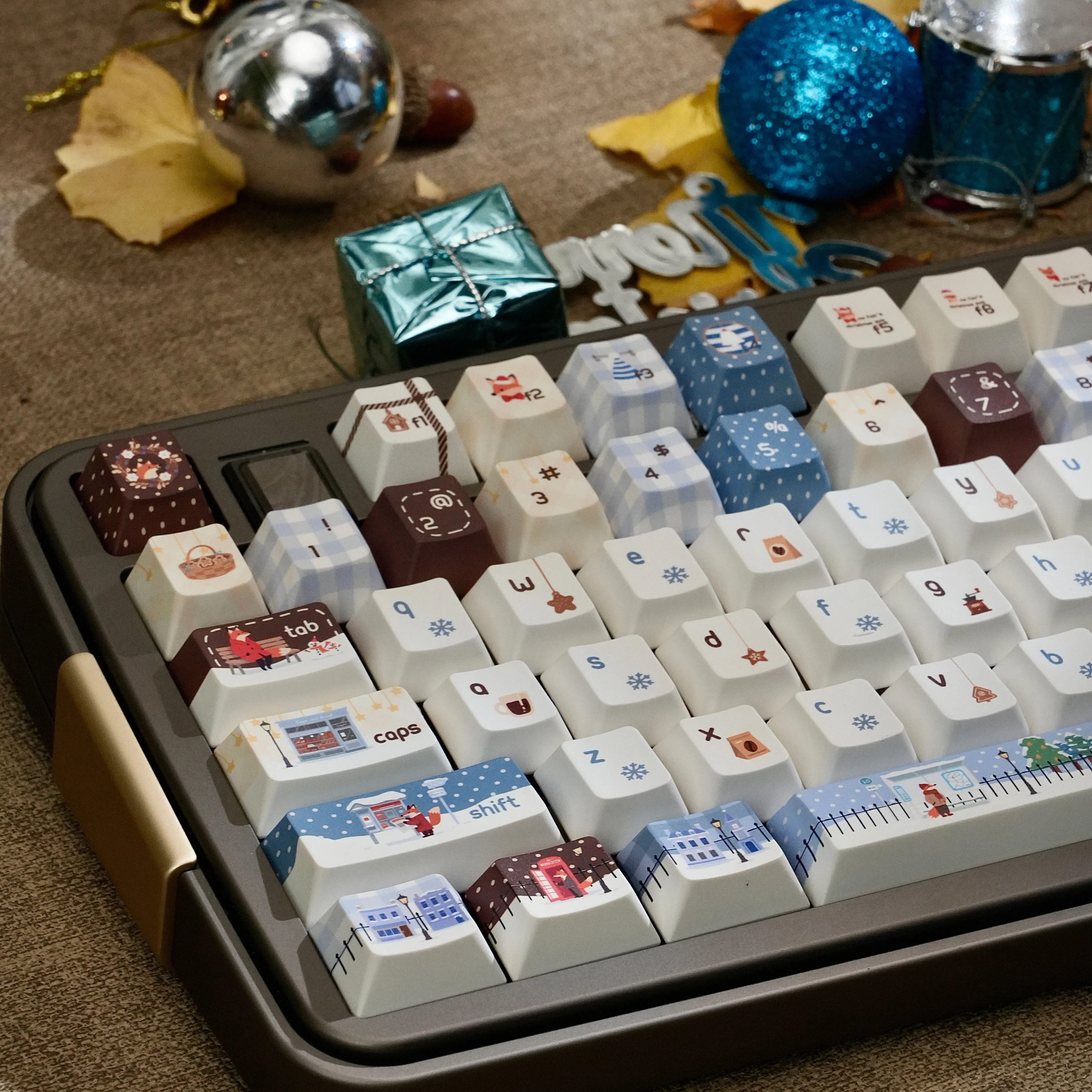 120 Keys  Christmas Translucent Keycaps Key Cap PBT Keycaps Dye-Sublimation CHERRY Personalized Cap DIY Made68 Mad68 Wooting 60