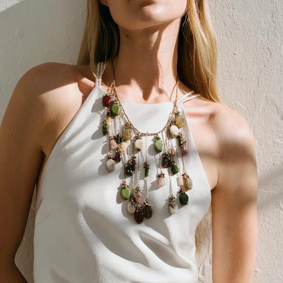 

2025 New ZAA Personality Waterfall Tassels Beads Necklaces for Women Vintage Jewelry Neck Accessories Gifts Wholesale