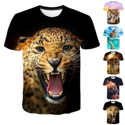 Summer Animals 3D Lion print T-shirt for boys and girls, cool and domineering fashion personality T-shirt