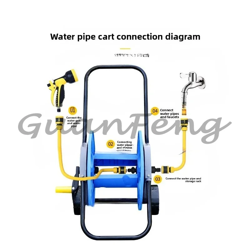 Hand-pushed wheeled labor-saving garden car storage water pipe