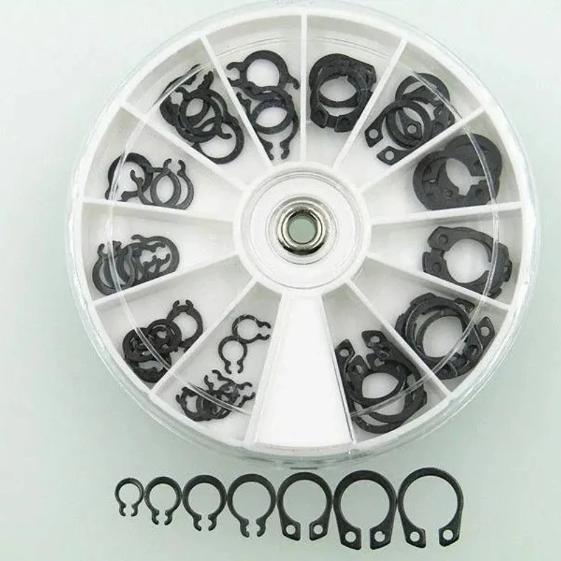 70pcs M4-M10 Circlip Set External Retaining C/ E-type Clip Lock Snap Retaining Ring Assortment Set Holes Shaft Collar Washer