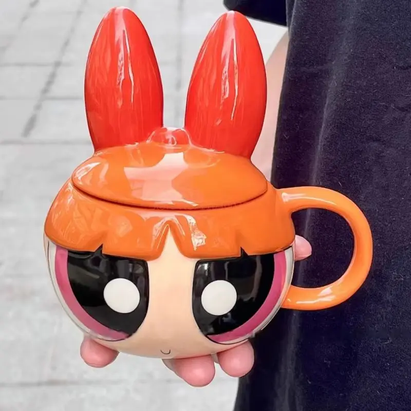 300ml dos desenhos animados caneca de cerâmica kawaii flor buttercup cerâmica estátua ornamentos desktop crianças adulto pão café caneca leite