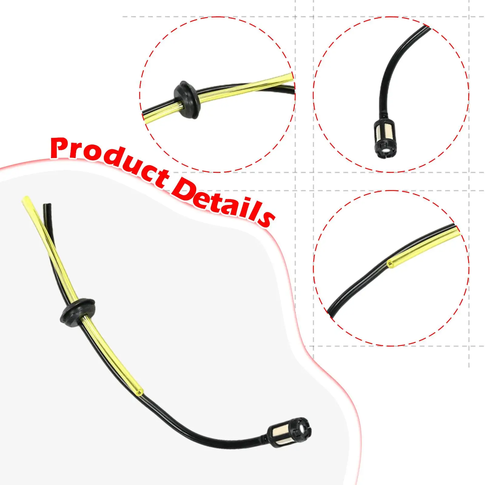 6 x Rasentrimmer-Kraftstoffrohr mit 2 Tank-Dichtungstüllen, 22 cm, flexibler Rasenmäher, universelles Benzinfilter-Set für Rasenmäher, Rasentrimmer