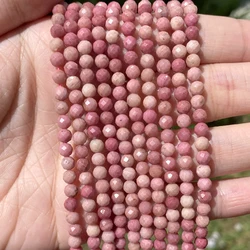 Natural Faceted Rhodonites Round Loose Spacer Stone Beads For Jewelry Making Bracelet Handmade 2 3 4mm