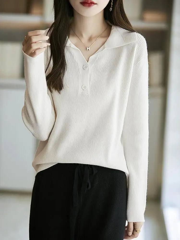 

Женский вязаный длинный воротник V-Ne с воротником-стойкой, весна-осень, новый мягкий удобный корейский вариант, свободный крой