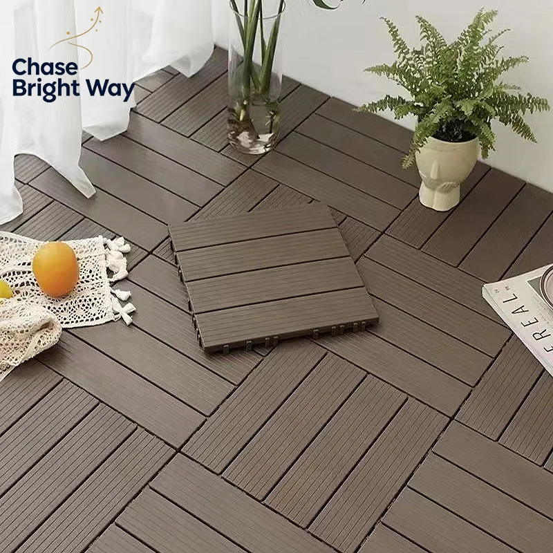 Heavy Duty Recyclable Wood Plastic DIY Interlocking Deck Tiles Waterproof Indoor Outdoor Flooring