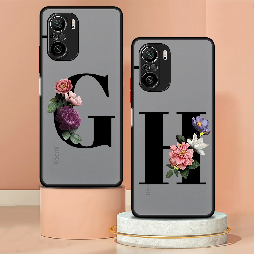 جراب هاتف بحروف شخصية ، غطاء غير لامع ، شاومي ريدمي 12 12C 13C 5G 13 4G 9 9A 9C A1 A2 Plus K40 برو