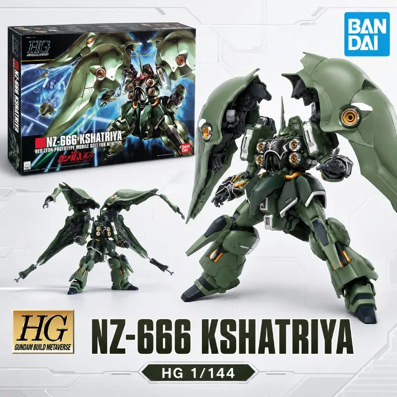 Оригинальный набор для сборки модели робота-меха Bandai HGUC Kshatriya NZ 666 4 Binder Wings Green, фигурка из аниме, подарок