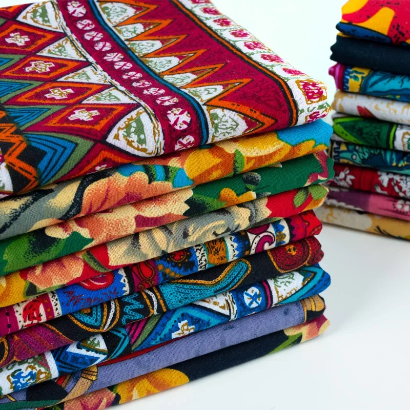 50x145cm African fabric Cotton Linen vintage printing cloth DIY Handmade Textile Sewing Patchwork For Bags Dress tablecloth