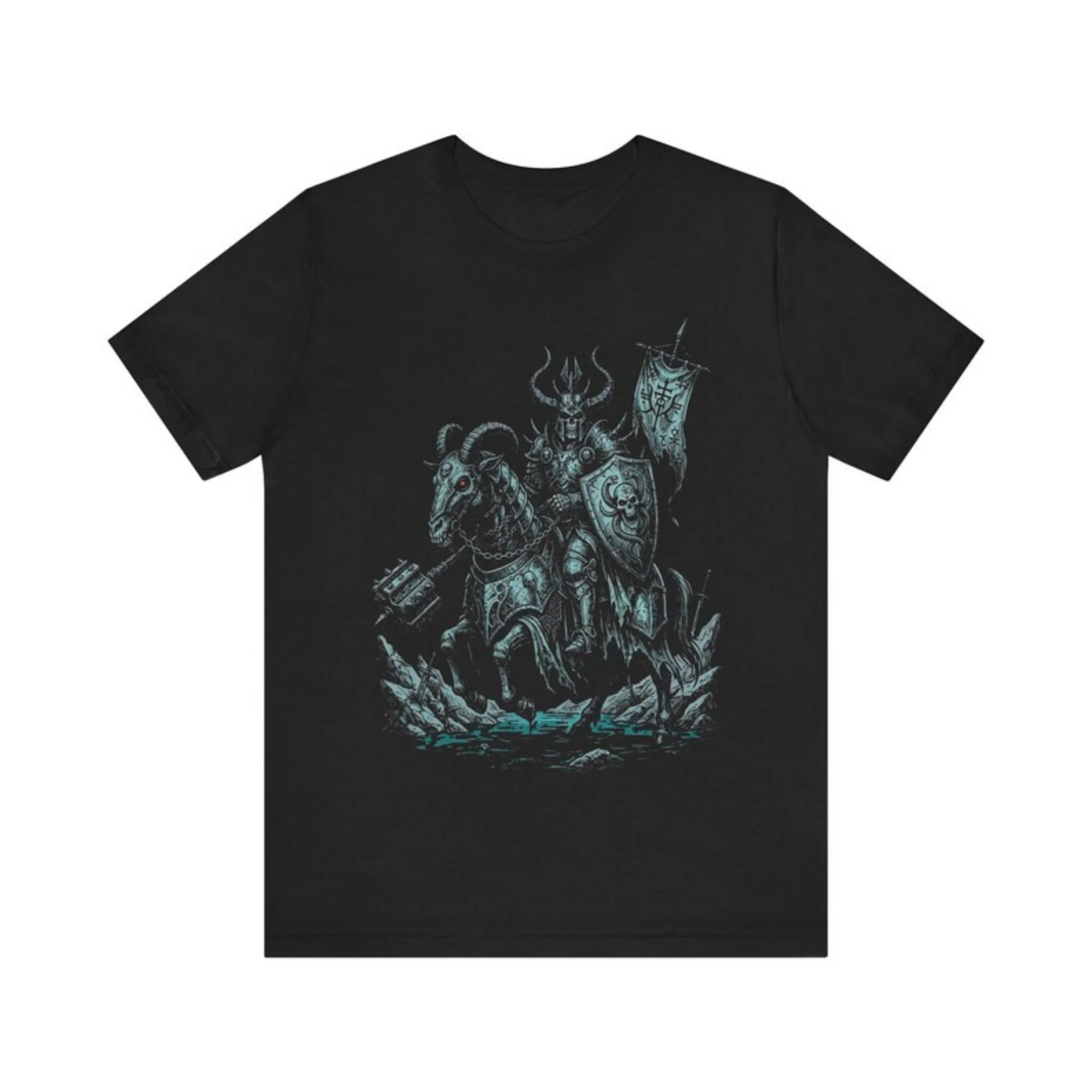 Unisex Dark Knight Warrior Graphic T Shirt Casual Crew Neck Short Sleeve Vintage Fantasy Art Tees Streetwear Daily Tops