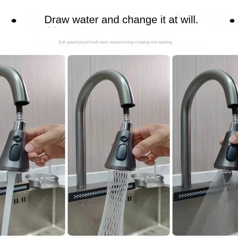 Black Gourmet Kitchen Faucet Pull-Out Sink Tap with Multiple Spray Modes High-Quality Rotatable Mixer for Modern Kitchens