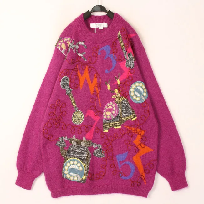 

Vintage Sweet Ethnic Style Hooked Wool Sweater Overhead Coat Japanese Harajuku Wind Winter Long Sleeve round Neck Mid-Length