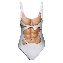 Divertente costume da bagno intero stampato Borat donna Sexy petto capelli muscolo costume da bagno estate costumi da bagno scherzo bagnante novità Beachwear