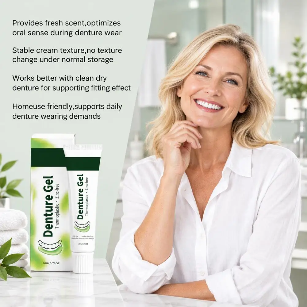 Denture Adhesive Strong Hold Fresh Breath Stable Texture Zinc Free Safety Thermoplastic Fit Daily Comfort Support Denture Gel