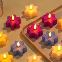 12PCS LED Candles Flameless Candle Battery Operated Snowflake Shape Fake Electric LED Candles Tea Lights