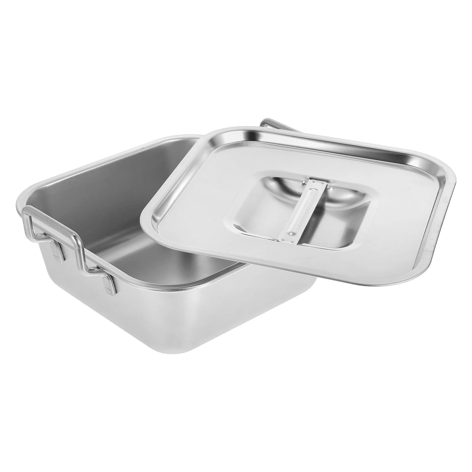 

Stainless Steel Square Tray Dual Handle Flat Bottom Serving Fried Chicken French Fries Snack Dessert Party Food