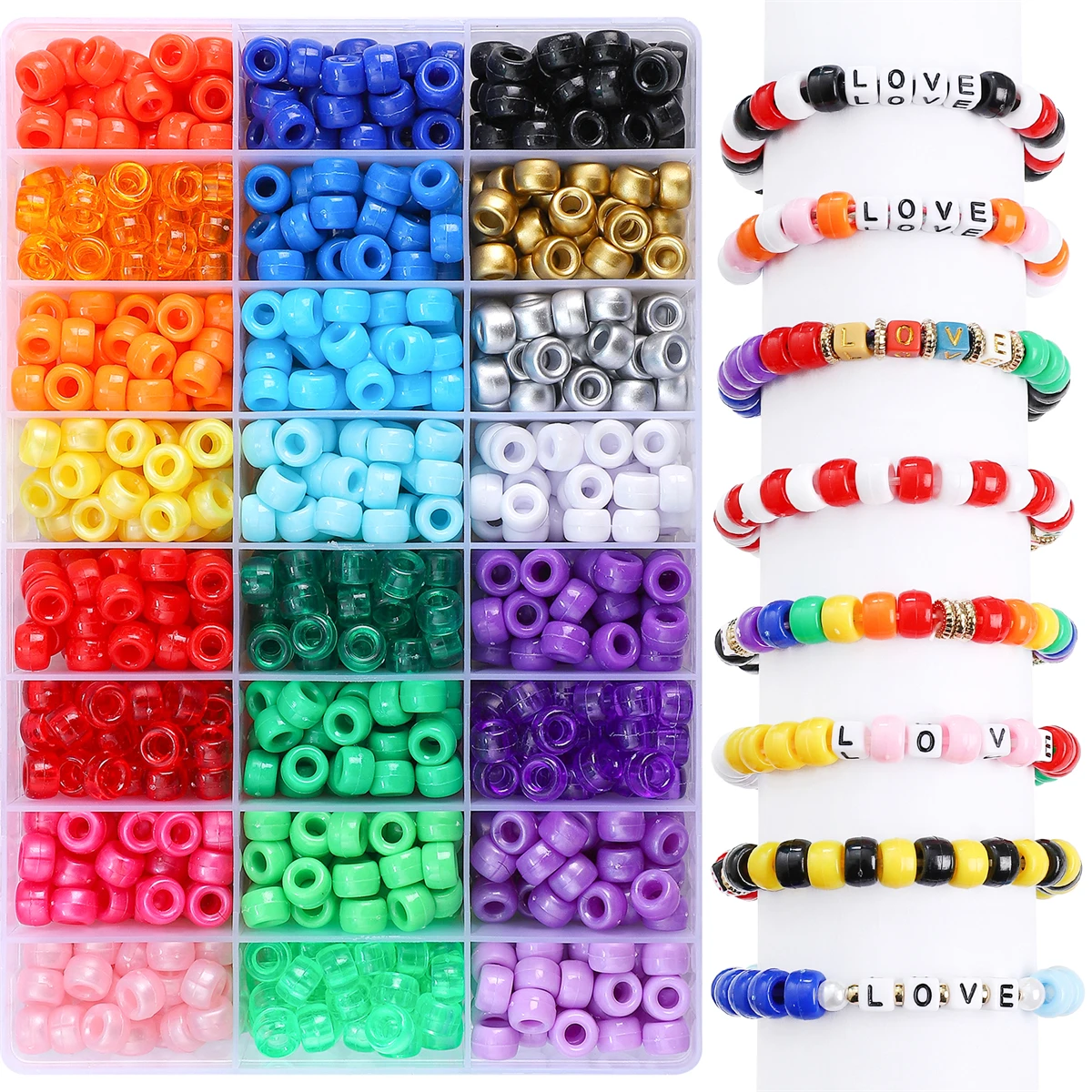 1Set/Bag Abot1200Pcs24 Bucket Bead Set Box Rainbow Beads Handmade DIY Jewelry Bracelet Earrings Accessories Materials