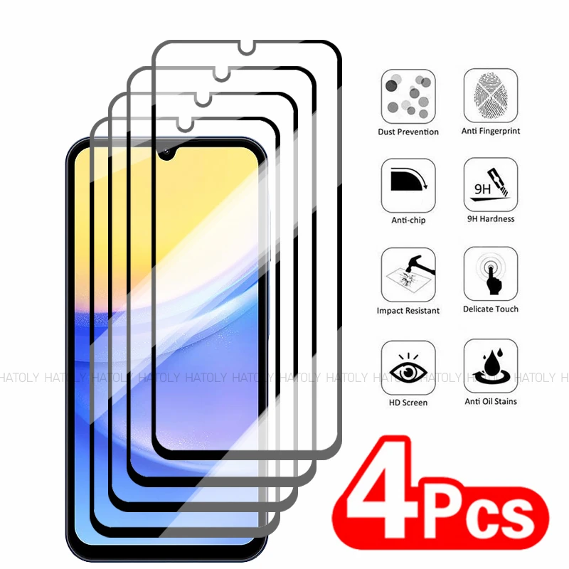 

Закаленное стекло для Samsung Galaxy A15, Защитная пленка для экрана Samsung Galaxy A05, A05S, A15, A25, A35, A55, стеклянная пленка для телефона, 2/4 шт.