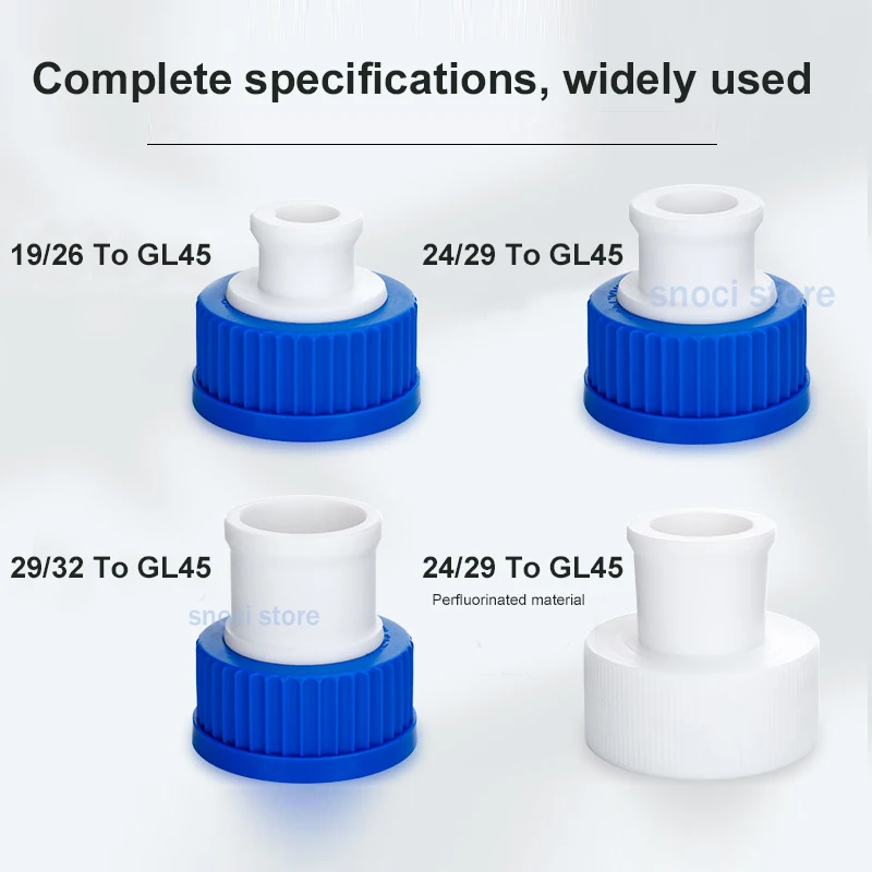 GL45 screw adapter label 14/23 19/26 24/29 29/32 turn GL45 screw bottle adapter blue cap reagent bottle adapter ,55mm ,1Piece