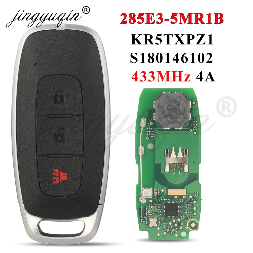 jingyuqin KR5TXPZ1 S180146102 4A 433MHz Car Remote Control Key for Nissan Kicks Pathfinder Rogue Qashqai Aryia 2023+ 285E3-5MR1B