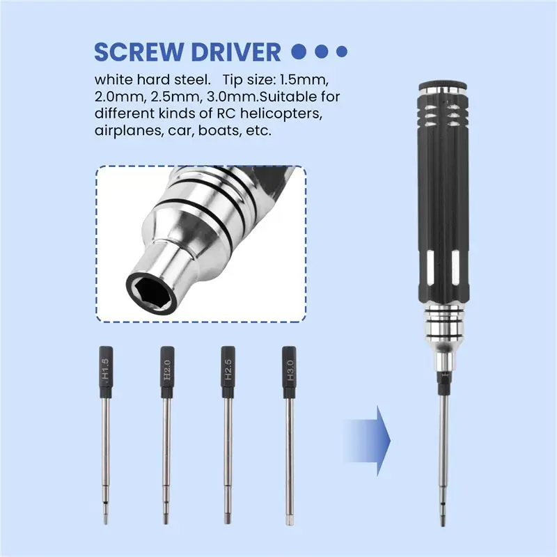 ABWZ-4 In 1 Hexagon Head Hex Screw Driver Tools Set 1.5-3Mm Fr RC Helicopter Car