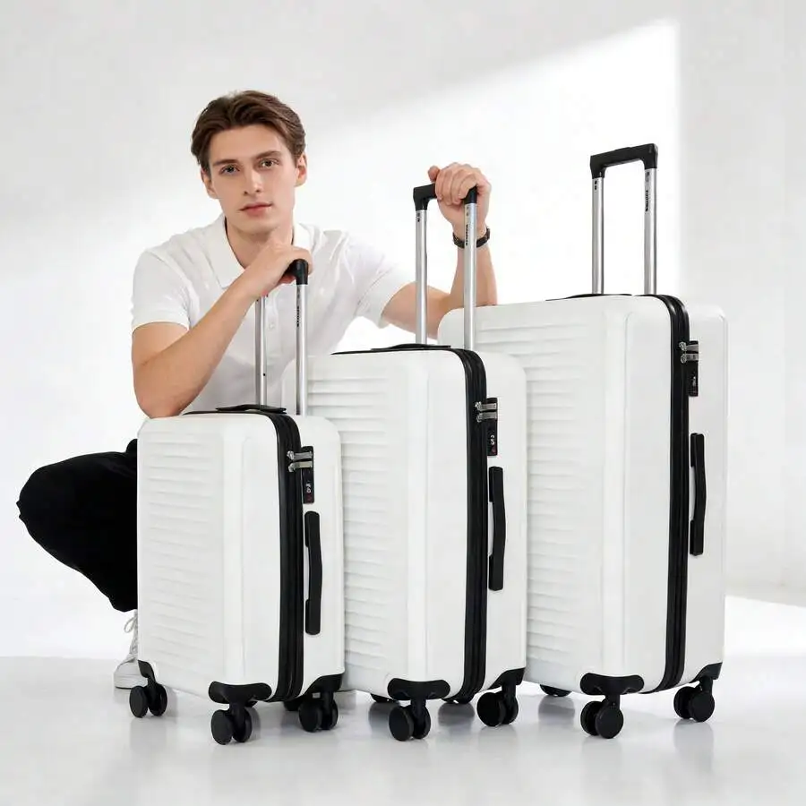 Luggage 3 Piece Sets, Hard Shell Lightweight Carry On Suitcase With Spinner Wheels Travel Set For Men Women (20/24/28)