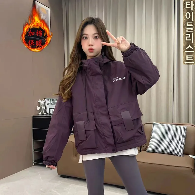 숏패딩 Thickening Windbreaker Casual Coat Anew Women Golf Wear Autumn Winter 2024 High Quality Golf Jacket Women Golf Clothing 신상재킷