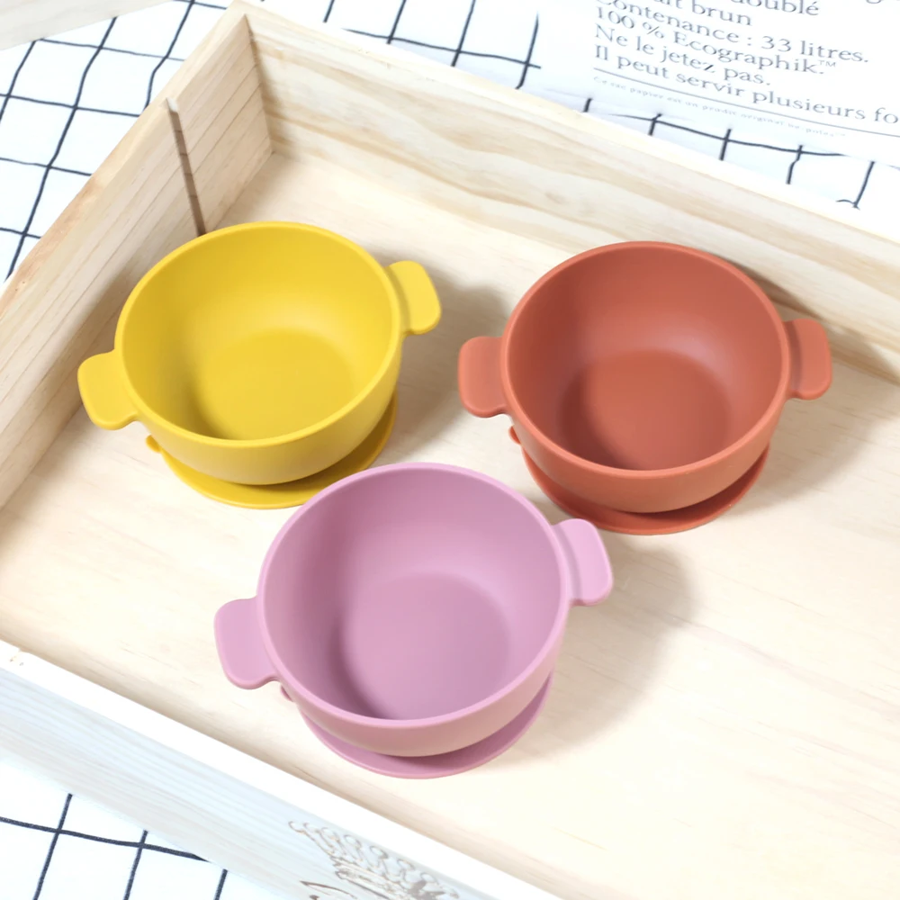Children Silicone Suction Cup Bowl Feeding Tableware Infant Non-slip Training Learning to Eat Bowl Baby Complementary Bowl