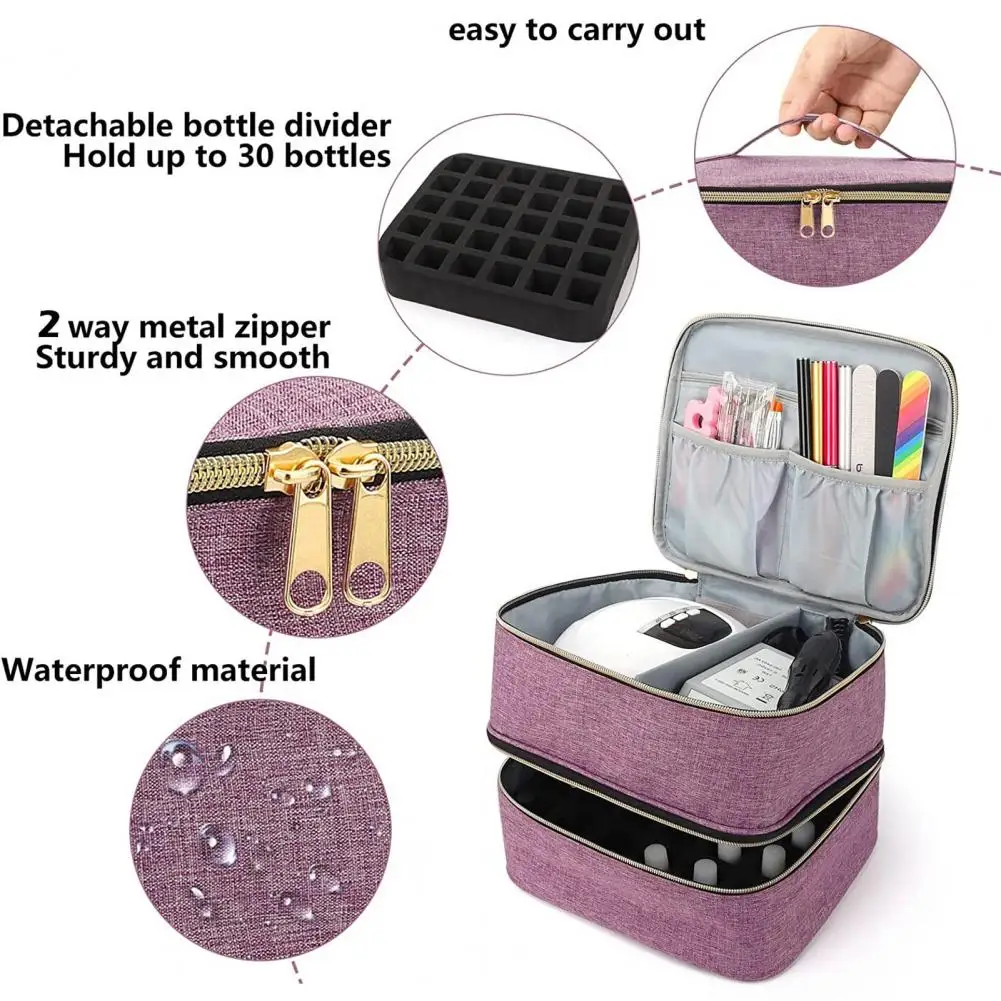 Travel-Friendly Nail Polish Storage Bag Nail Polish Storage Bag ความจุยาทาเล็บพกพาสําหรับเครื่องเป่าสําหรับเล็บ