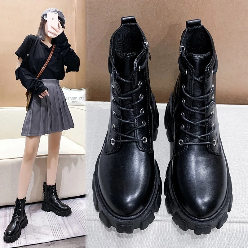 Fashion Women'S Ankle Boots 2022 Female Shoes Flat Autumn Lace-Up Boots Platform Woman Footwear Sneakers Sports Boots 35-40