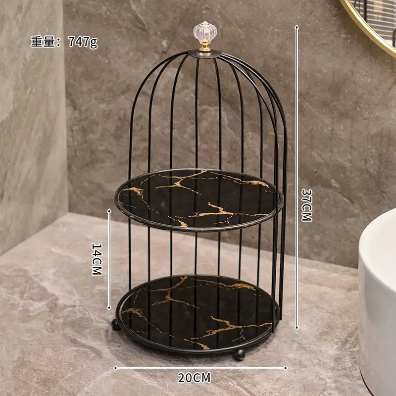 pinkIron Art Nordic Style Bird Cage Rack Lipstick Perfume Cosmetic Skin Care Product Storage Rack Finishing Table Rack