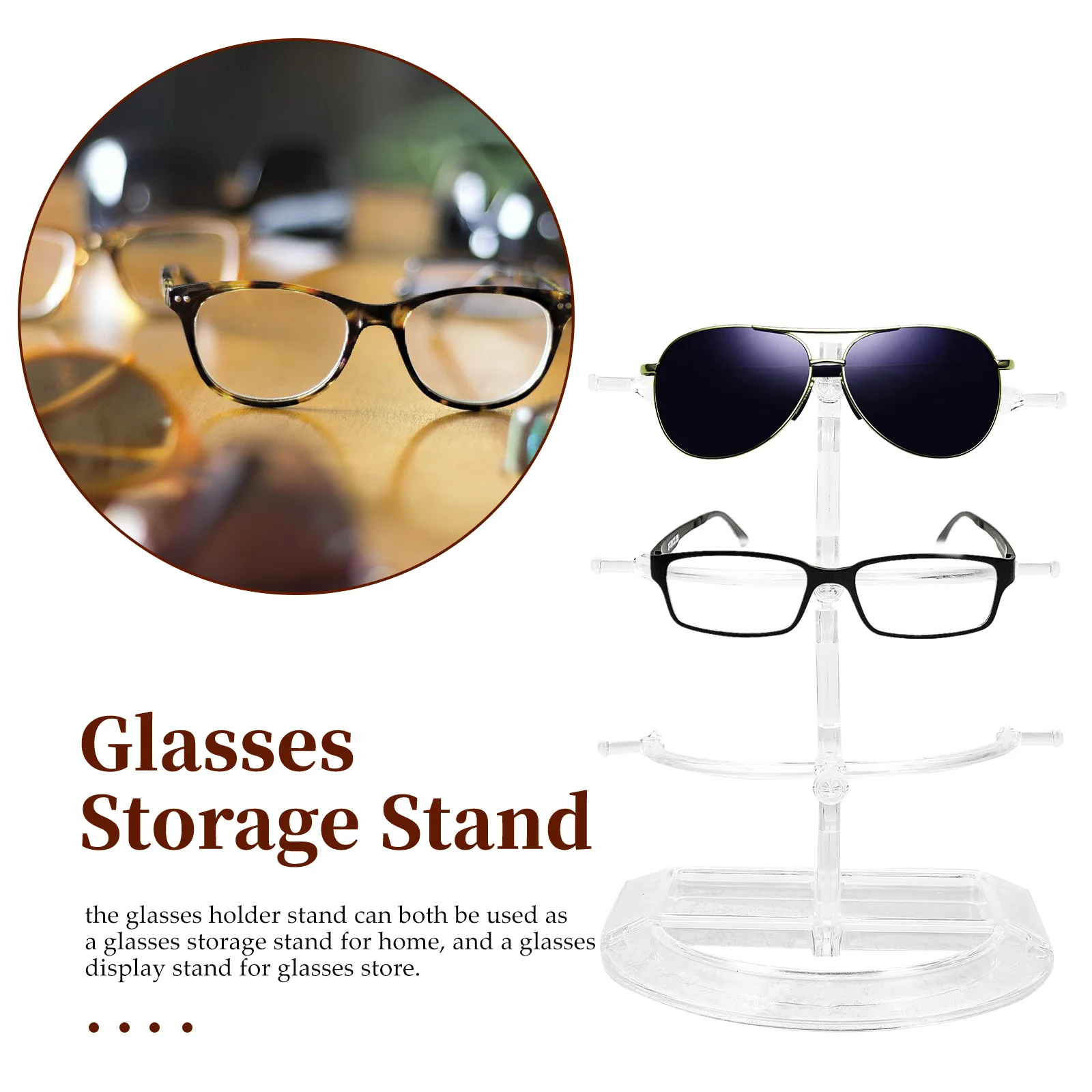 

Three Layer Plastic Glasses Display Rack Clear Eyeglasses Stand Riser Sunglasses Holder Multi Tier ganizer Counter Top