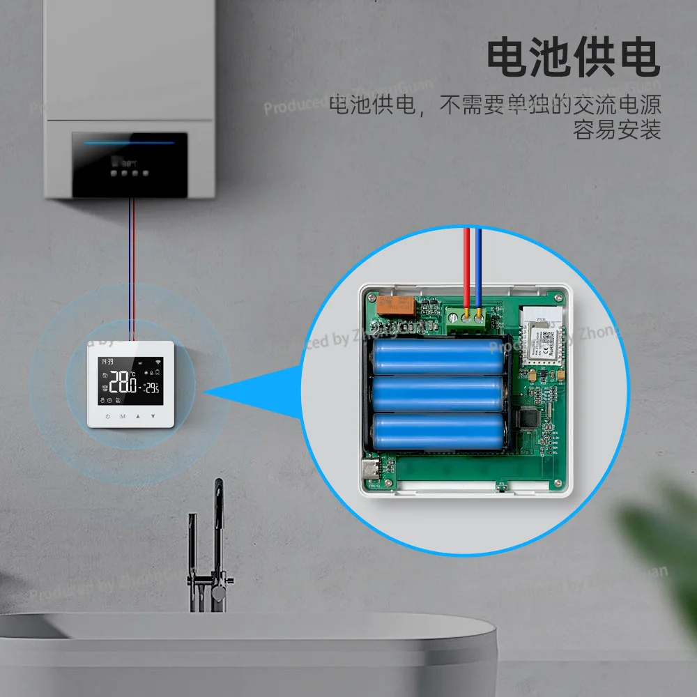 Doodle/WiF Smart Thermostat Water Gas Boiler Thermostat Programmable Battery Powered