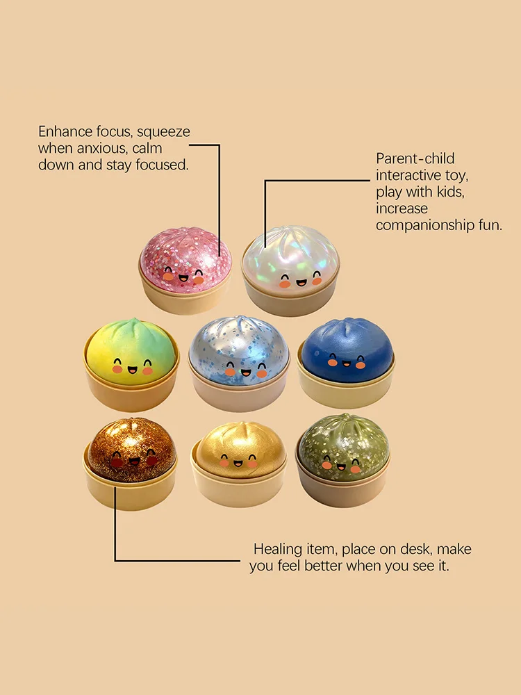 Simulation Flash Dumpling Squeezable Toys Pressure Slow Rebound Soft Pinch Decompression Baozi Mode Stress Relief Birthday Gifts
