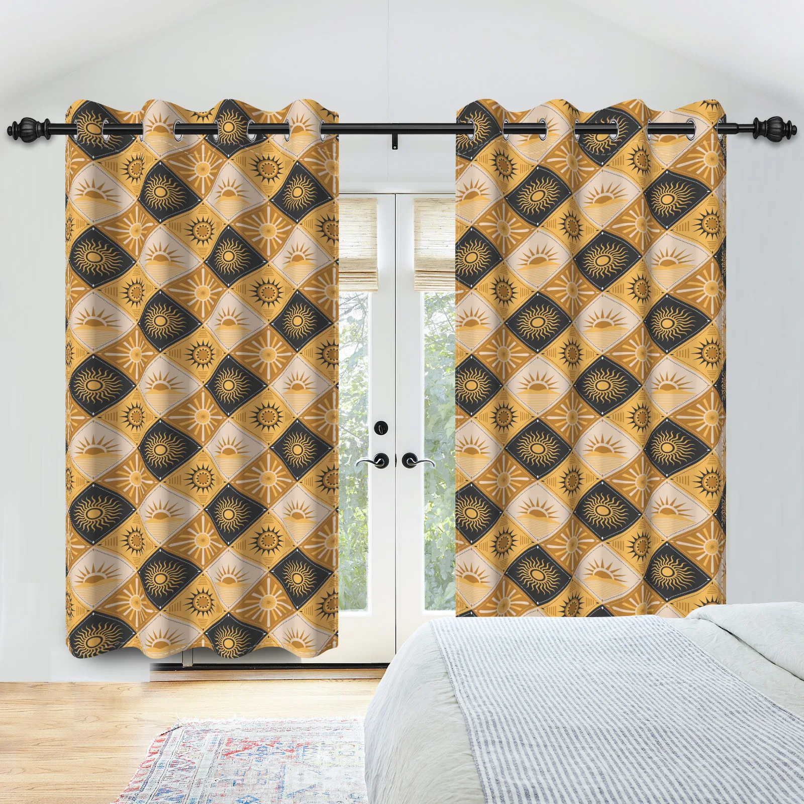 2pcs/set Bohemian Style Window Curtains Nordic Modern Home Decorations Bedroom Living Room Blackout Polyester Fabric Curtains