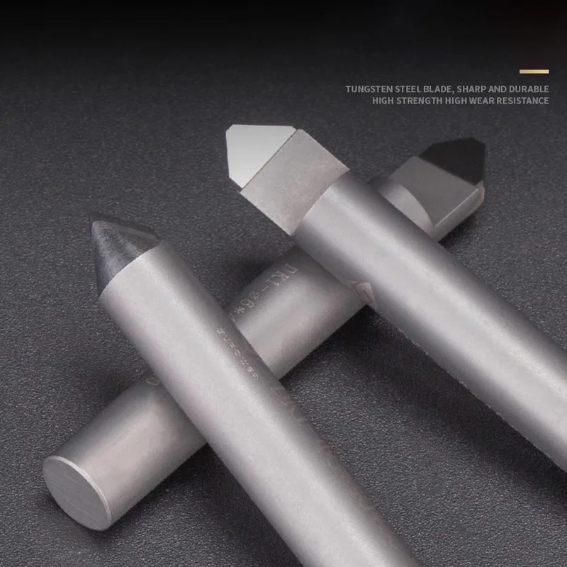 HUHAO PCD เพชรหินแกะสลักเครื่องมือแกะสลักเครื่องตัด PCD เครื่องมือสําหรับ CNC 6mm Shank แกะสลัก Bits V รูปเครื่องตัด